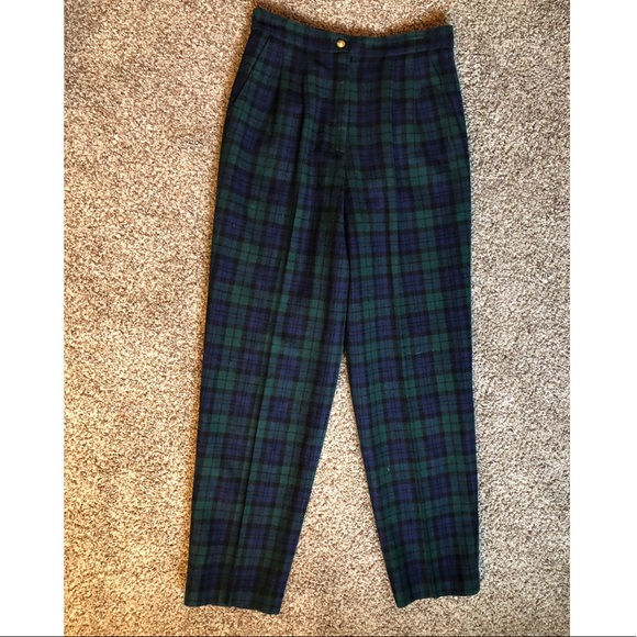 high waisted plaid dress pants